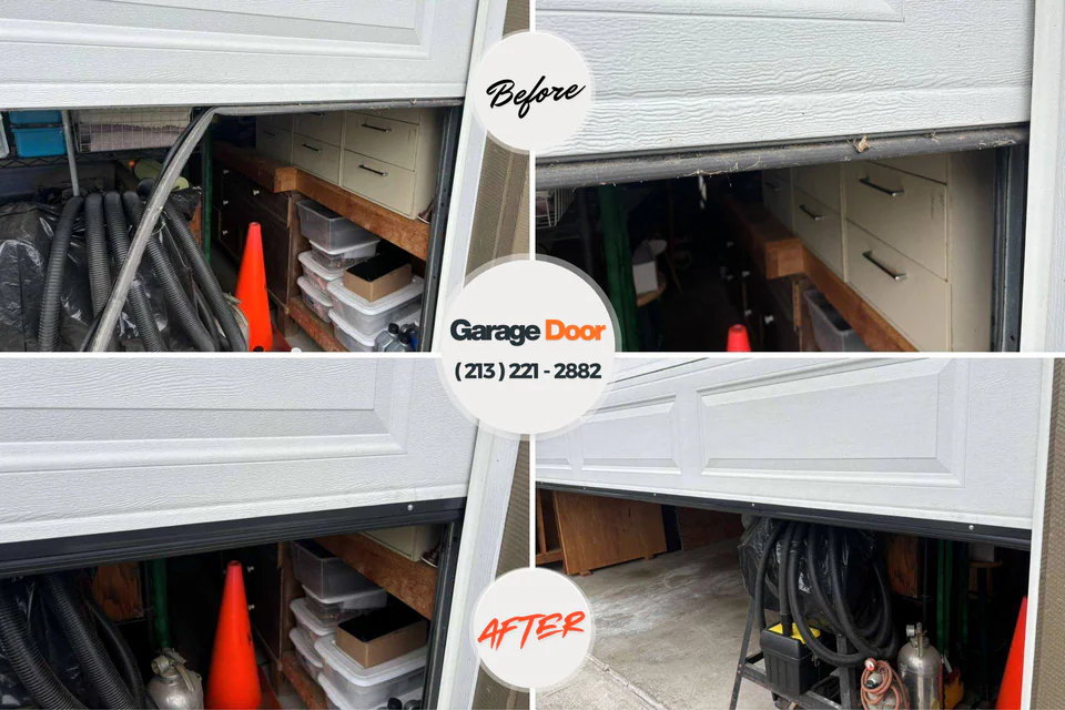 Before and after: garage door repair Hayden, ID